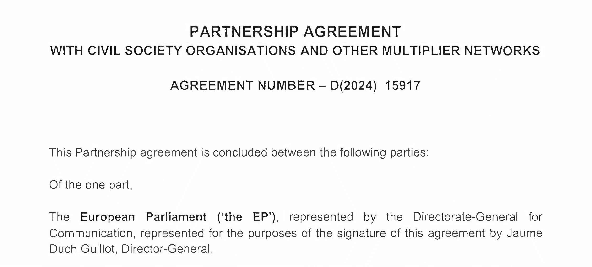 EU Parliament Partnership Agreement - Official Communication Partner