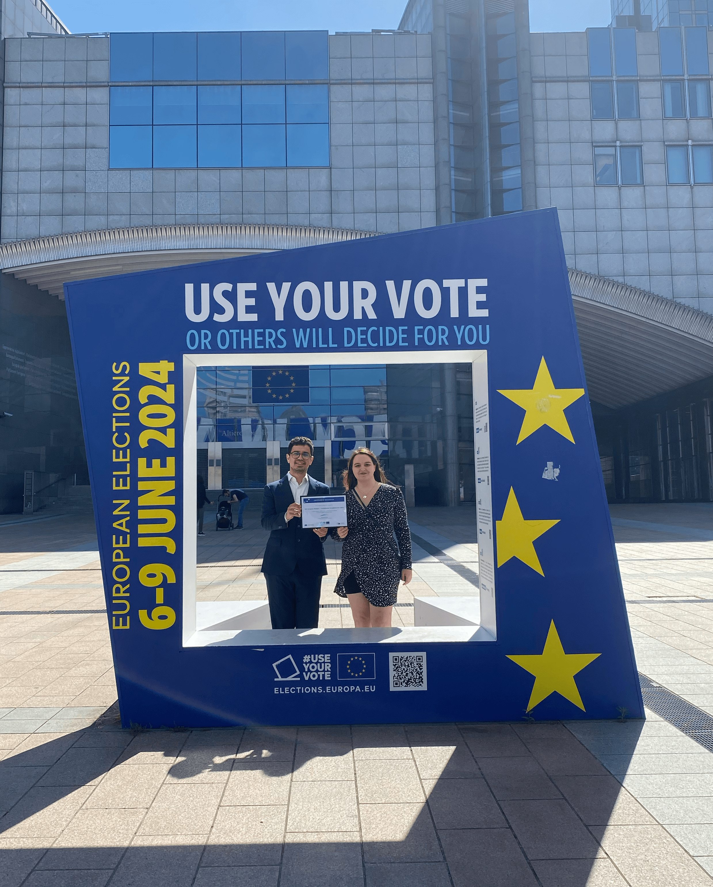 Pere Vilanova (Communications Officer) and Olga Molina (Director) at the EU Parliament